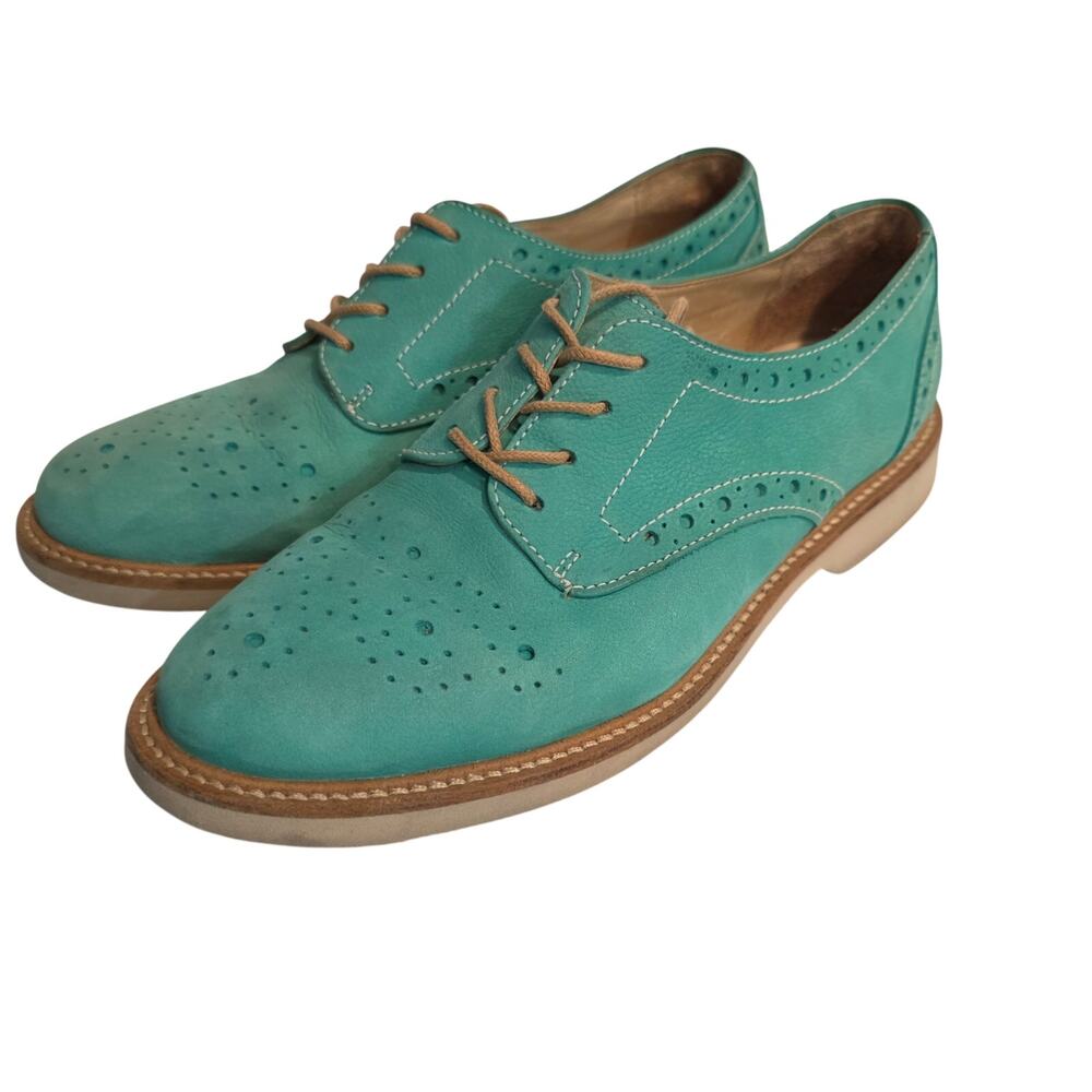 Halogen‎ Teal Suede Leather Wingtip Brogue Oxfords Shoes Size 6B